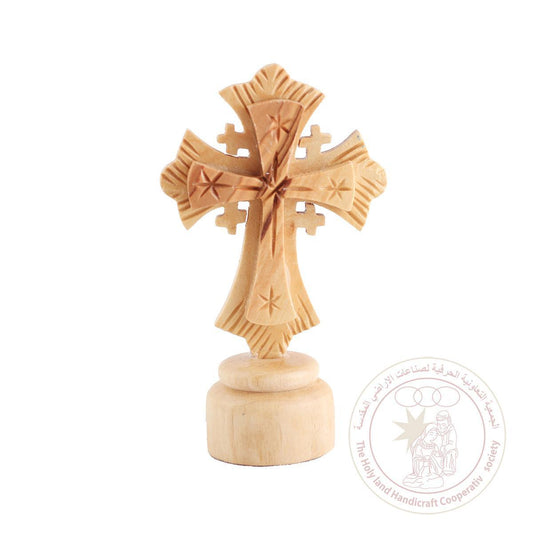 Jerusalem Cross - Olive Wood, Altar/Table Crucifix