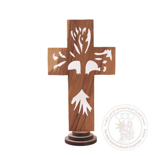 Tree of Life' Cross - Olive Wood, Altar/Table Crucifix