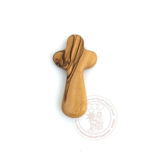 Handheld Cross - Olive Wood, Smooth Plain Design