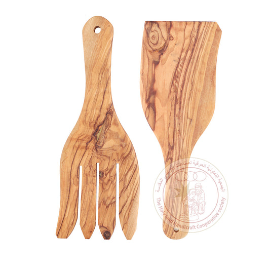 Serving Fork and Spatula Set - Olive Wood, 2-Piece Set