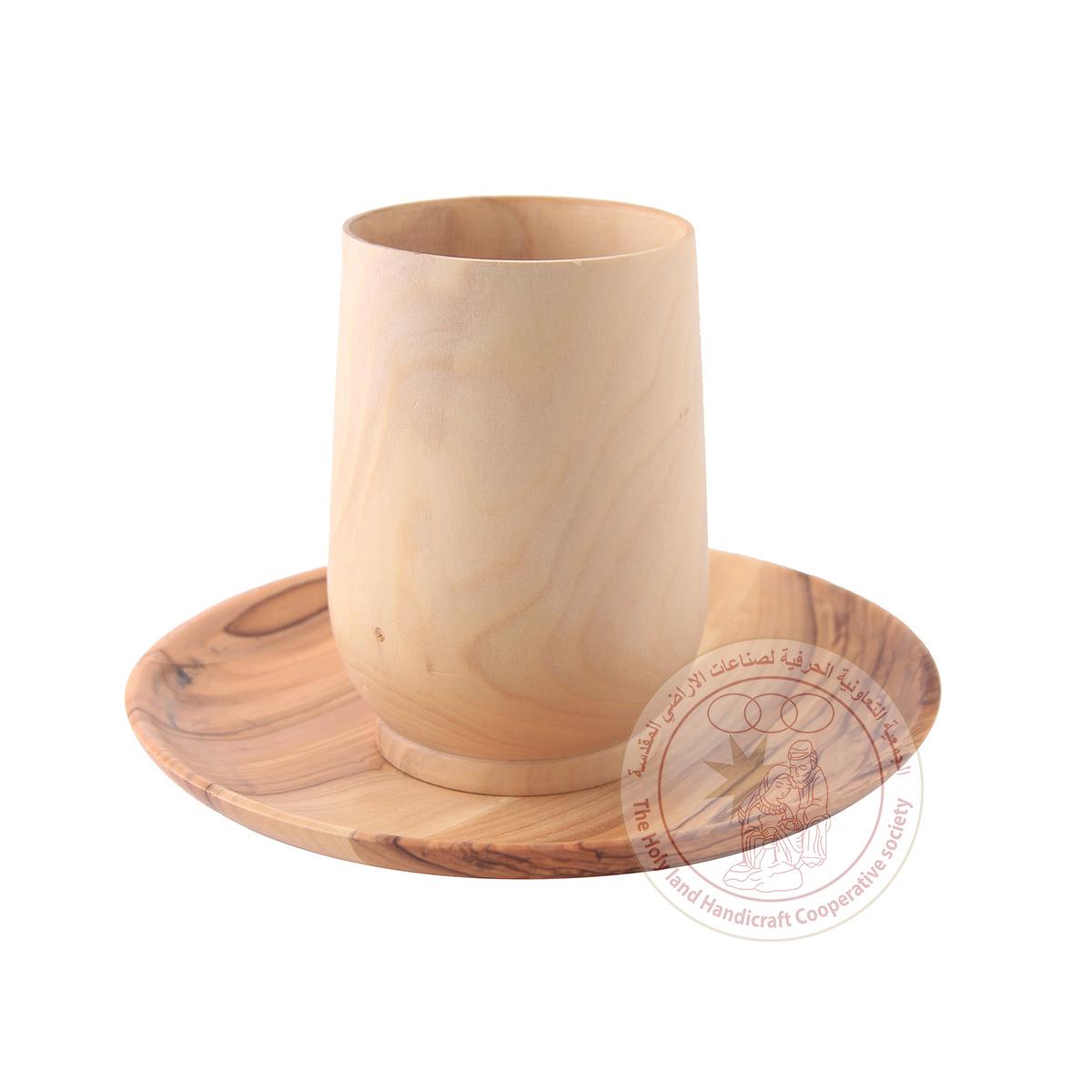 Utensils Cup w/Saucer - Olive Wood