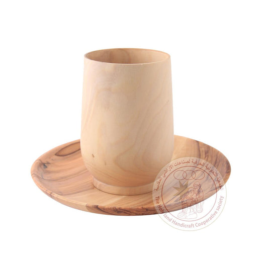 Utensils Cup w/Saucer - Olive Wood