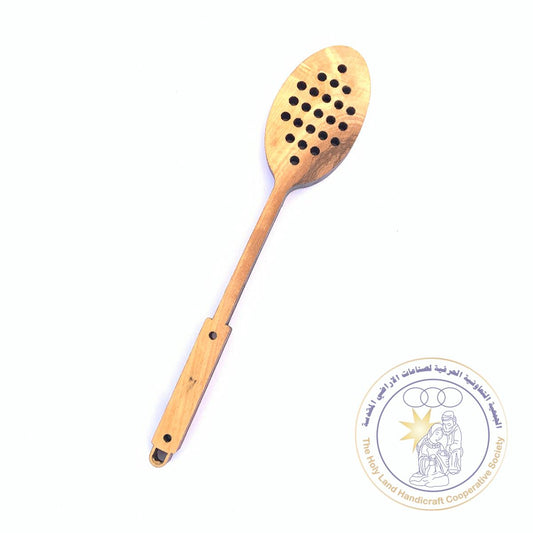 spatula with holes - Olive Wood