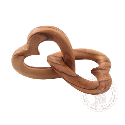 Olive Wood Linked hearts