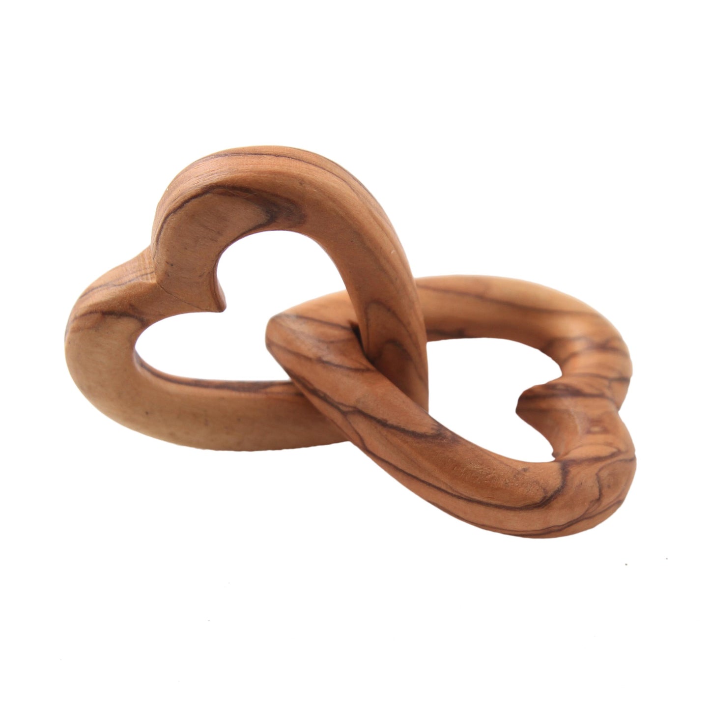 Olive Wood Linked hearts