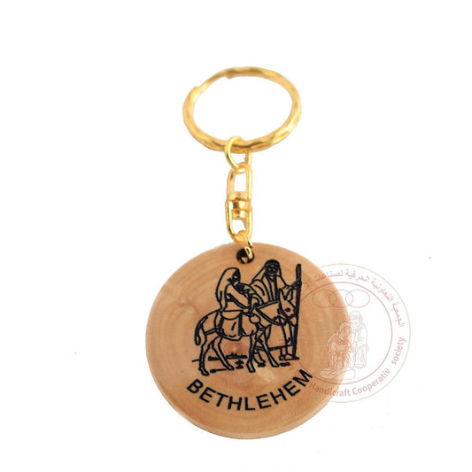 Olive Wood Laser Keychain "Flight to Egypt"