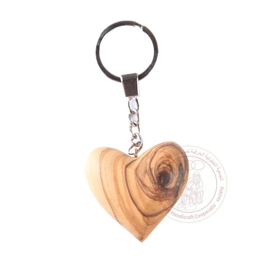 Olive Wood Heart Keychain