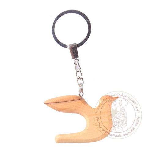 Olive Wood Peace Dove Keychain Holder