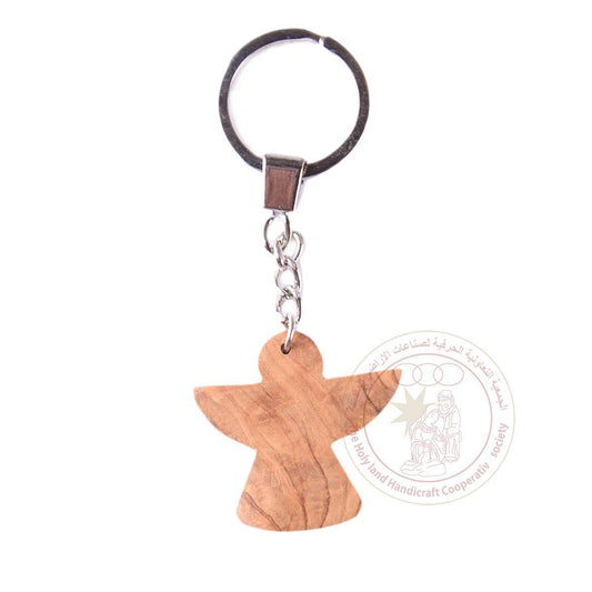 Olive Wood Keychain Angel