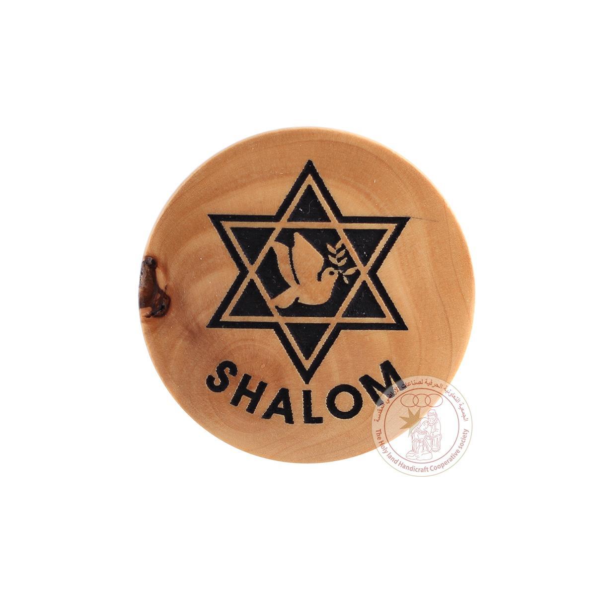 Shalom with peace dove, round magnet