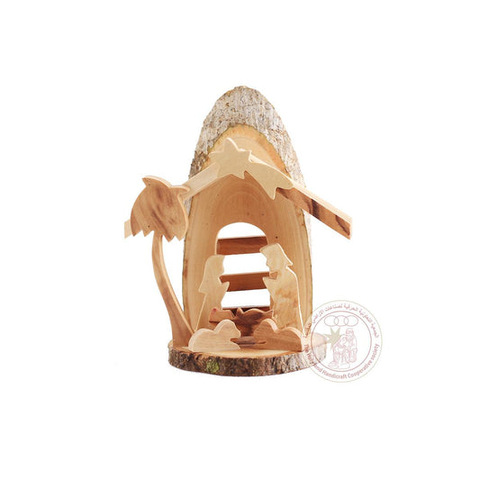 Nativity Creche Christmas Tree Ornament - Olive Wood, Simple