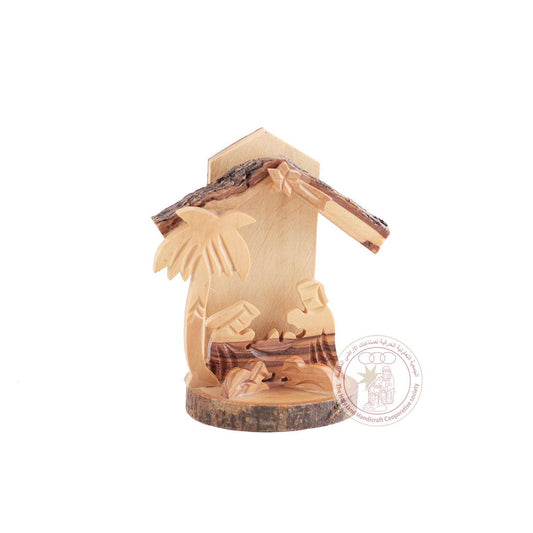 Nativity Creche Christmas Tree Ornament - Olive Wood, Slender