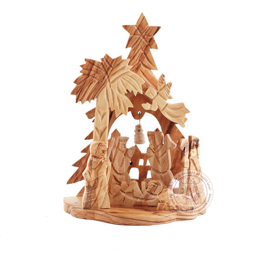 Nativity Creche - Olive Wood, Hanging Bell