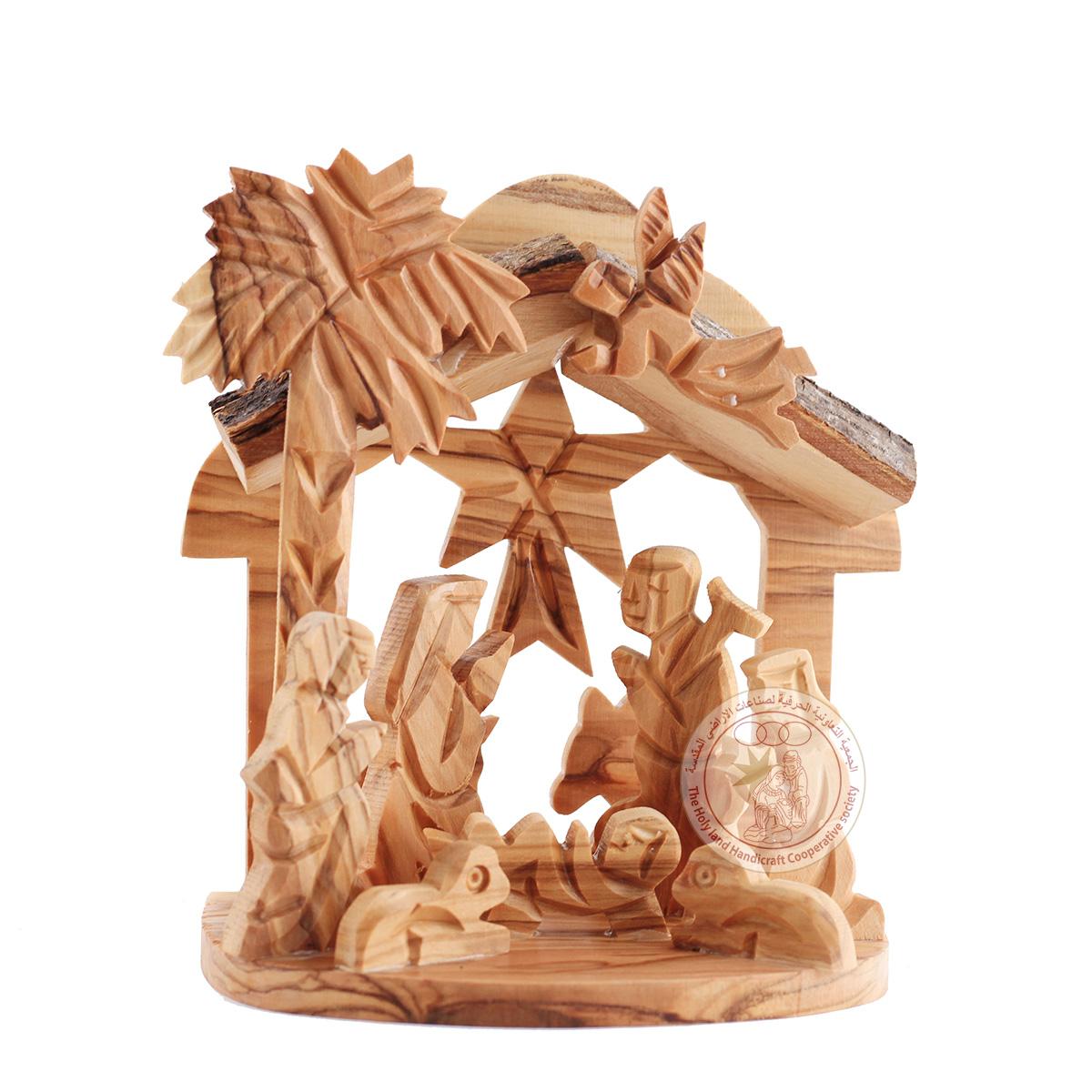 Nativity Creche - Olive Wood w/Natural Bark