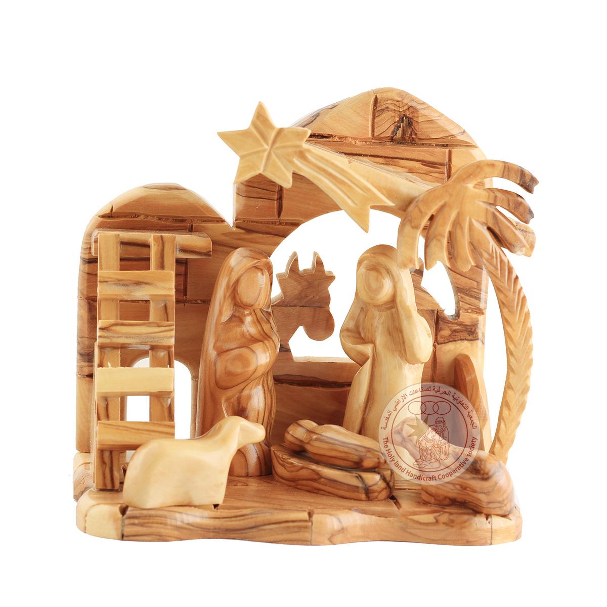 Nativity Creche - Olive Wood, Bethlehem Smoothed Plain Figures