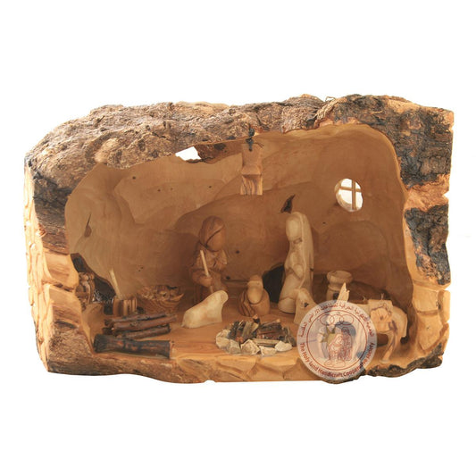 Nativity Creche Manger Theme - Olive Wood, Smooth Plain Fixed Figurines