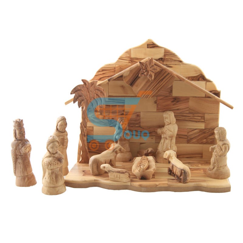 Olive Wood Musical Nativity 7 blocks
