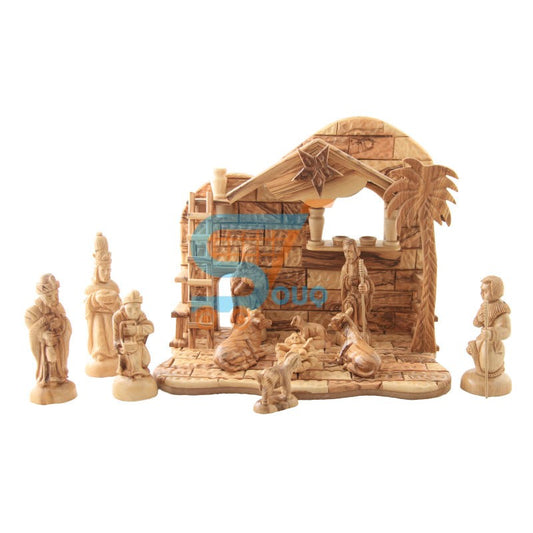 Olive Wood Musical Nativity 7 blocks