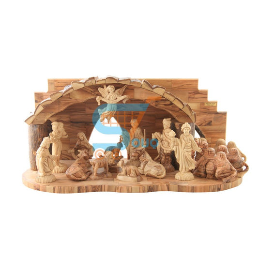 Olive Wood Nativity With Detailed Figures