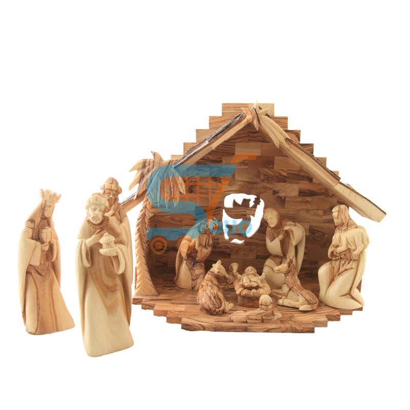 Olive Wood Nativity Angel In The Back