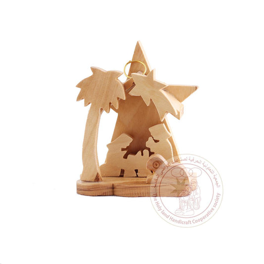 Olive Wood Nativity Ornament