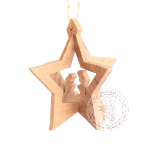 Olive Wood 3D Star Christmas Ornament