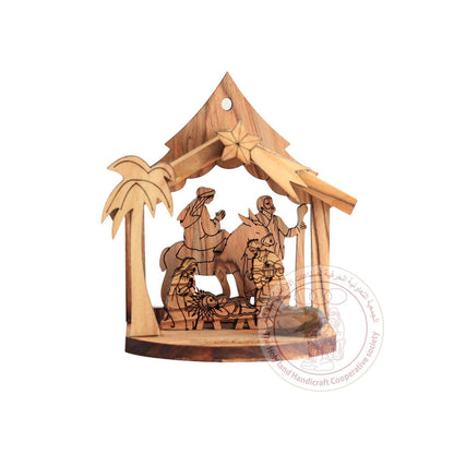 Olive Wood Laser Nativity with Holy Family