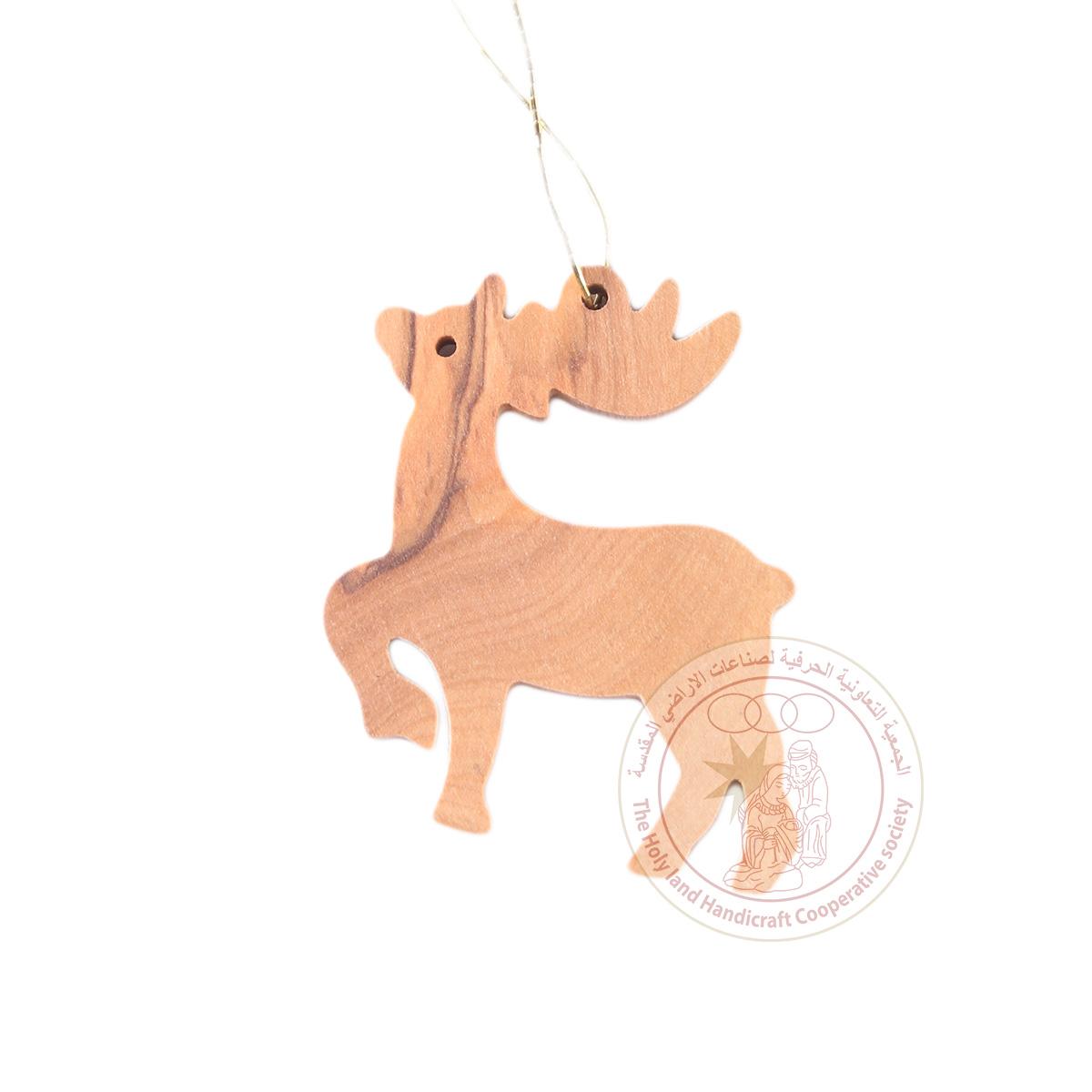 Olive Wood Reindeer Ornament