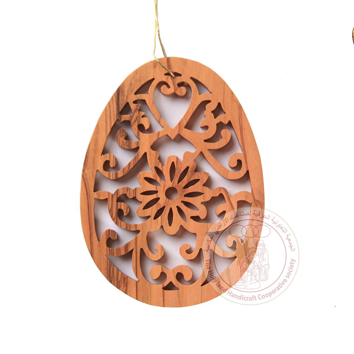 Olive Wood Ornament with Flowers