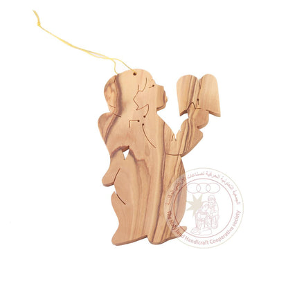 Olive Wood Angel Ornament