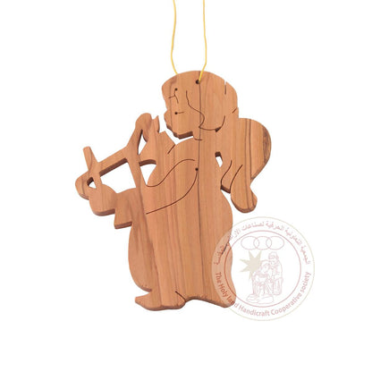 Olive Wood Angel Ornament