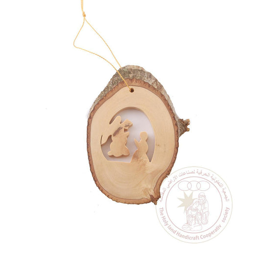 Olive Wood Praying Angel Oval Ornament