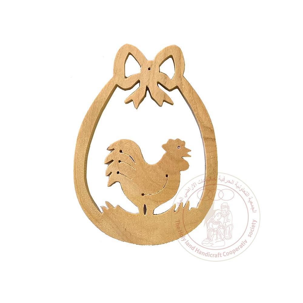 Olive Wood Rooster Easter Ornament