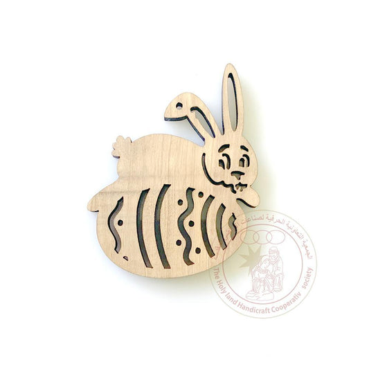 Olive Wood Egg & Rabbit Easter Ornament Laser Cut