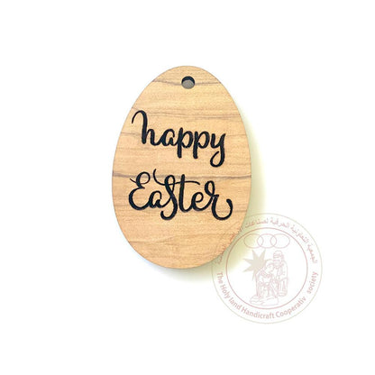 Olive Wood Engraved Easter Egg, Ornament Laser Cut