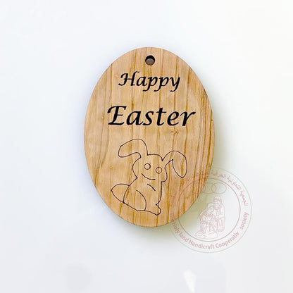 Olive Wood Engraved Easter Egg, Ornament Laser Cut