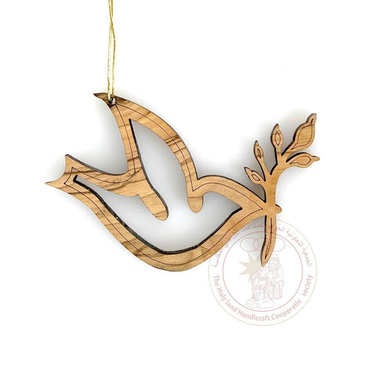 Dove of Peace' Christmas Ornament - Olive Wood, Laser Cut