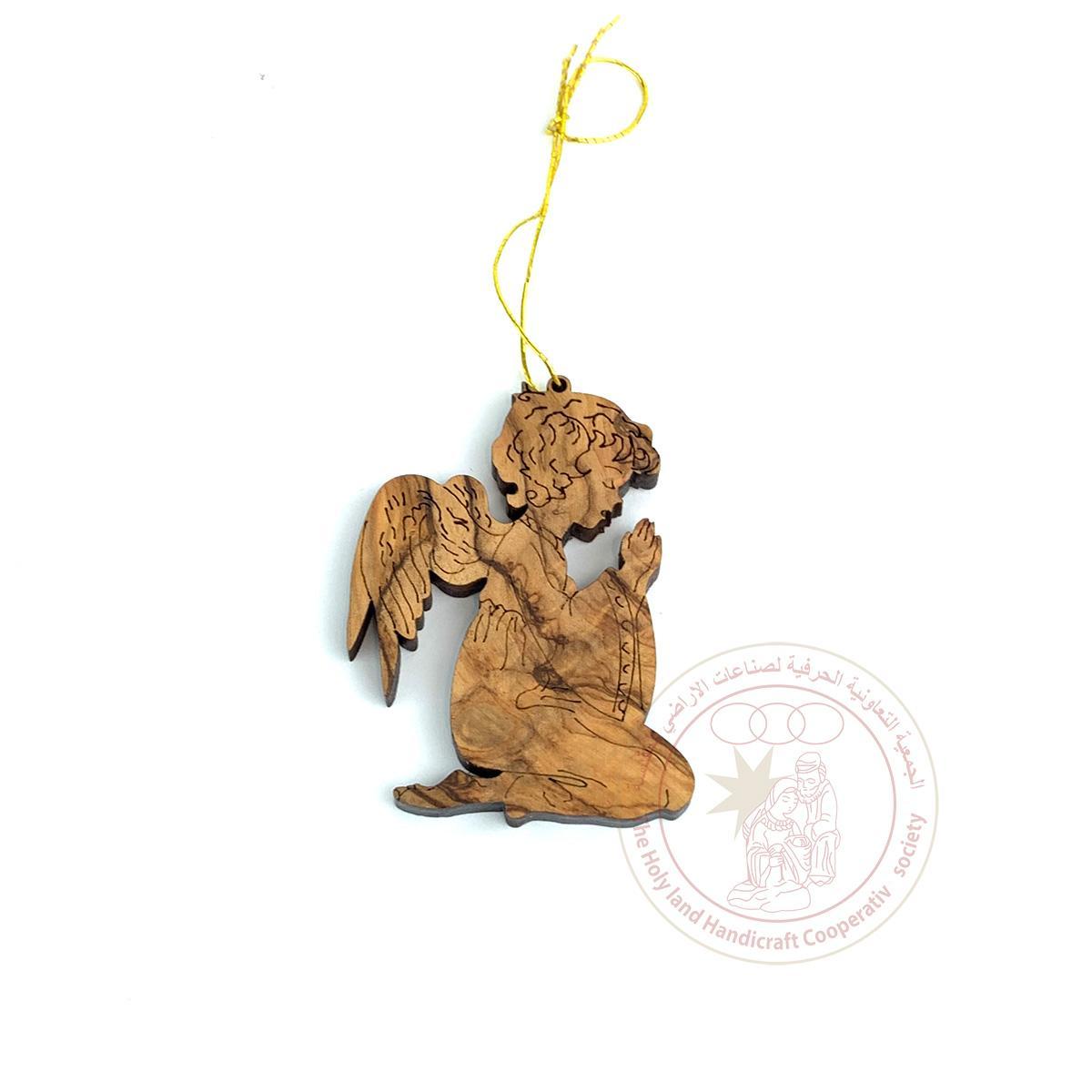 Praying Angel' Christmas Ornament - Olive Wood, Laser Cut