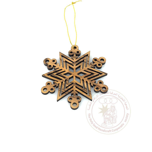 Olive Wood Laser Ornament star and flower shape