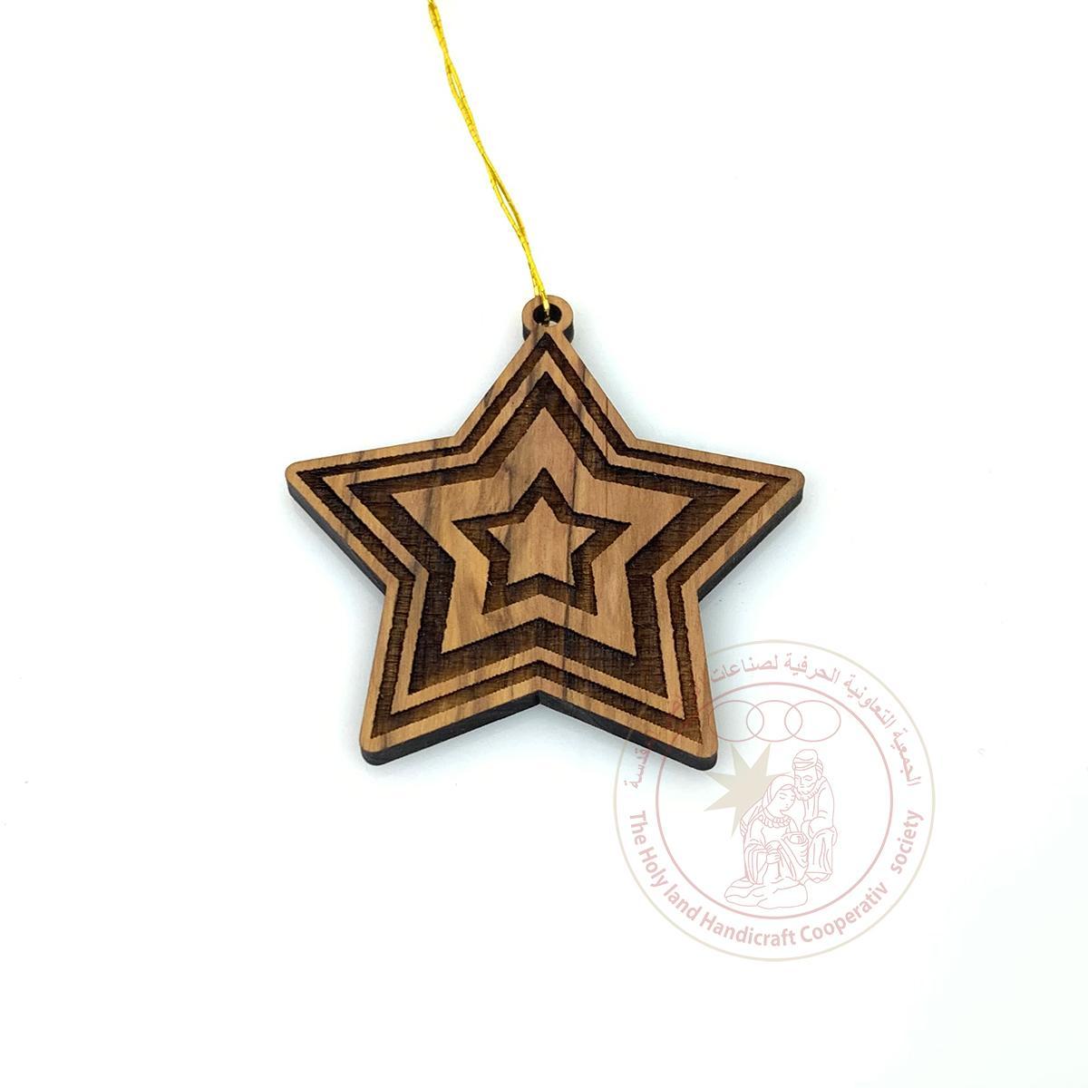 Olive Wood Laser Ornament star shape