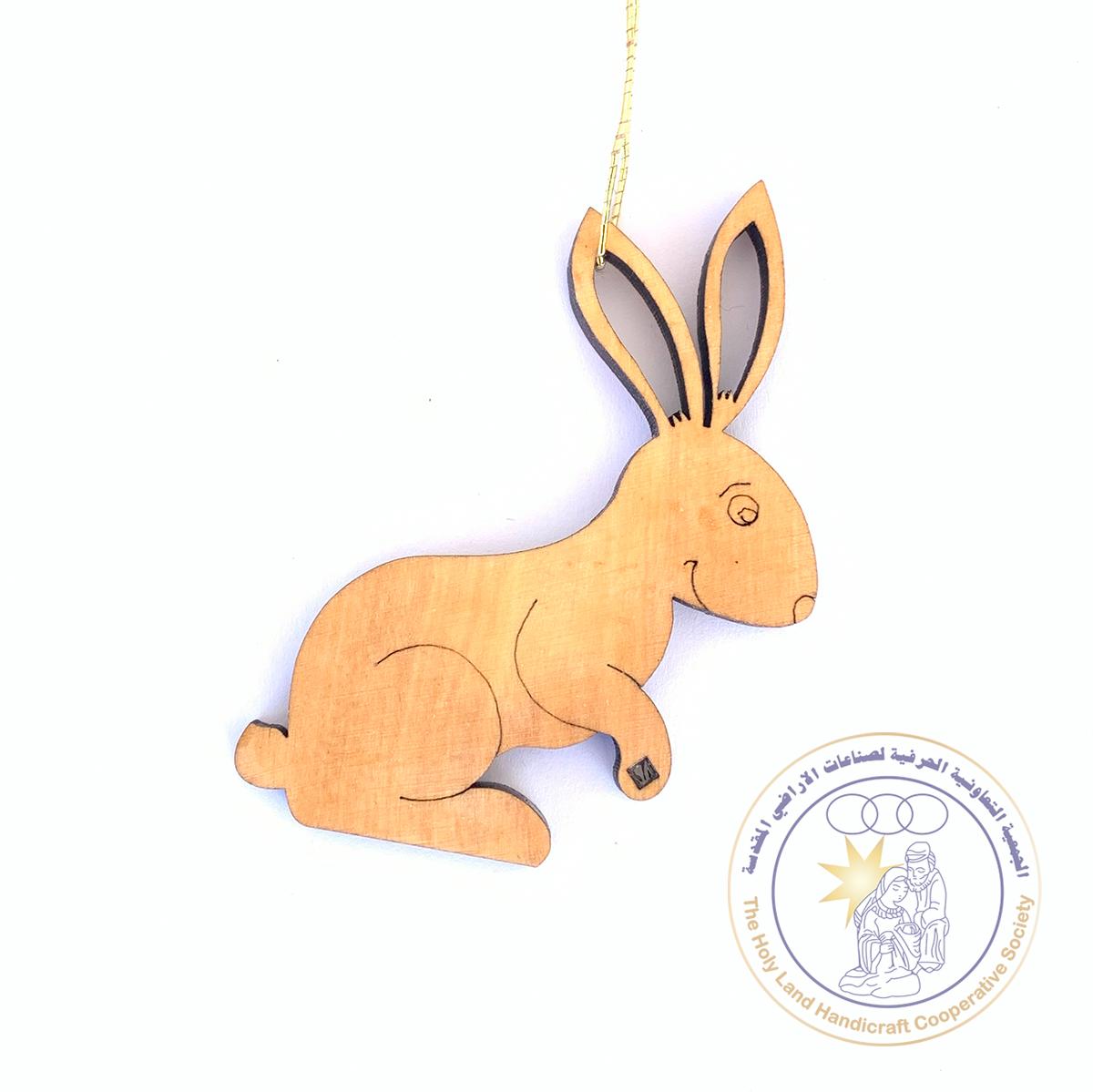 Olive Wood Laser Ornament Rabbit Shape