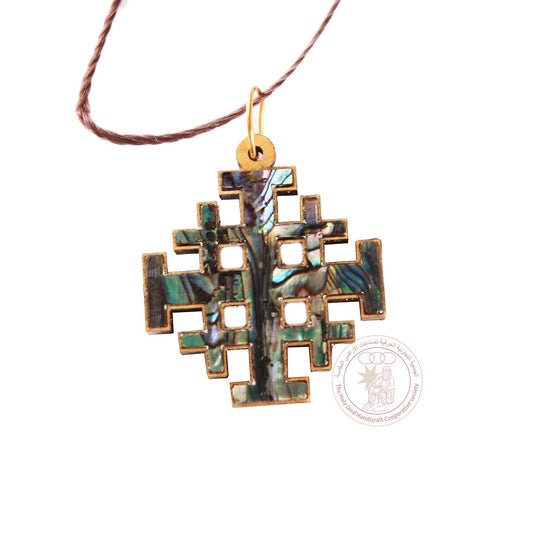 Olive Wood Jerusalem Cross (with Mother of Pearl)