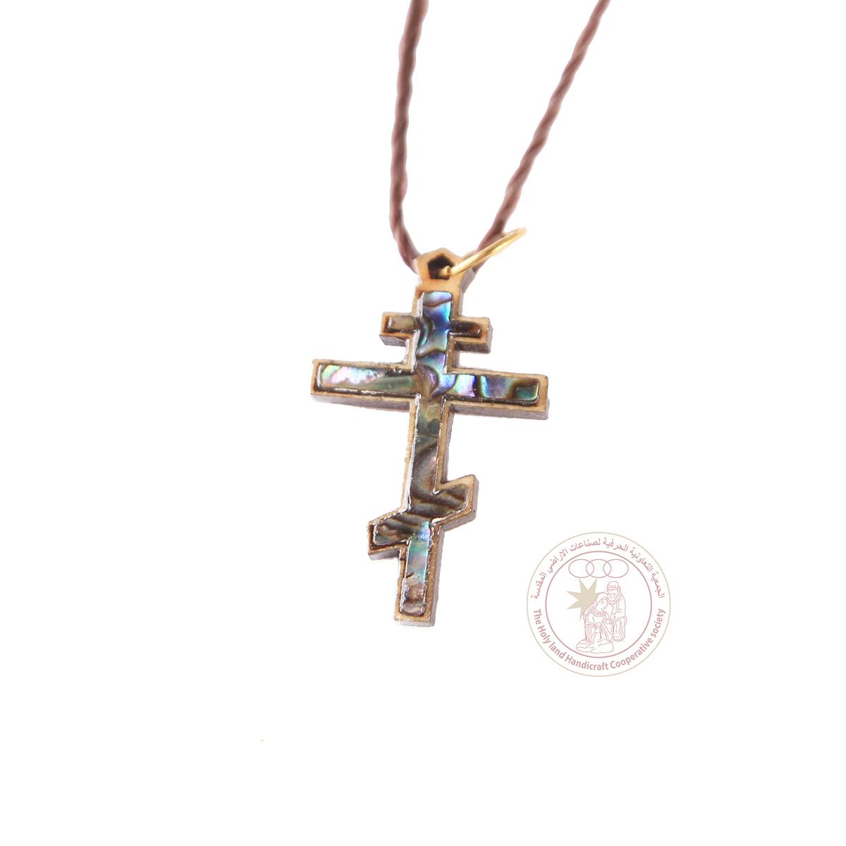 Olive Wood Cross Pendant (with Mother of Pearl)