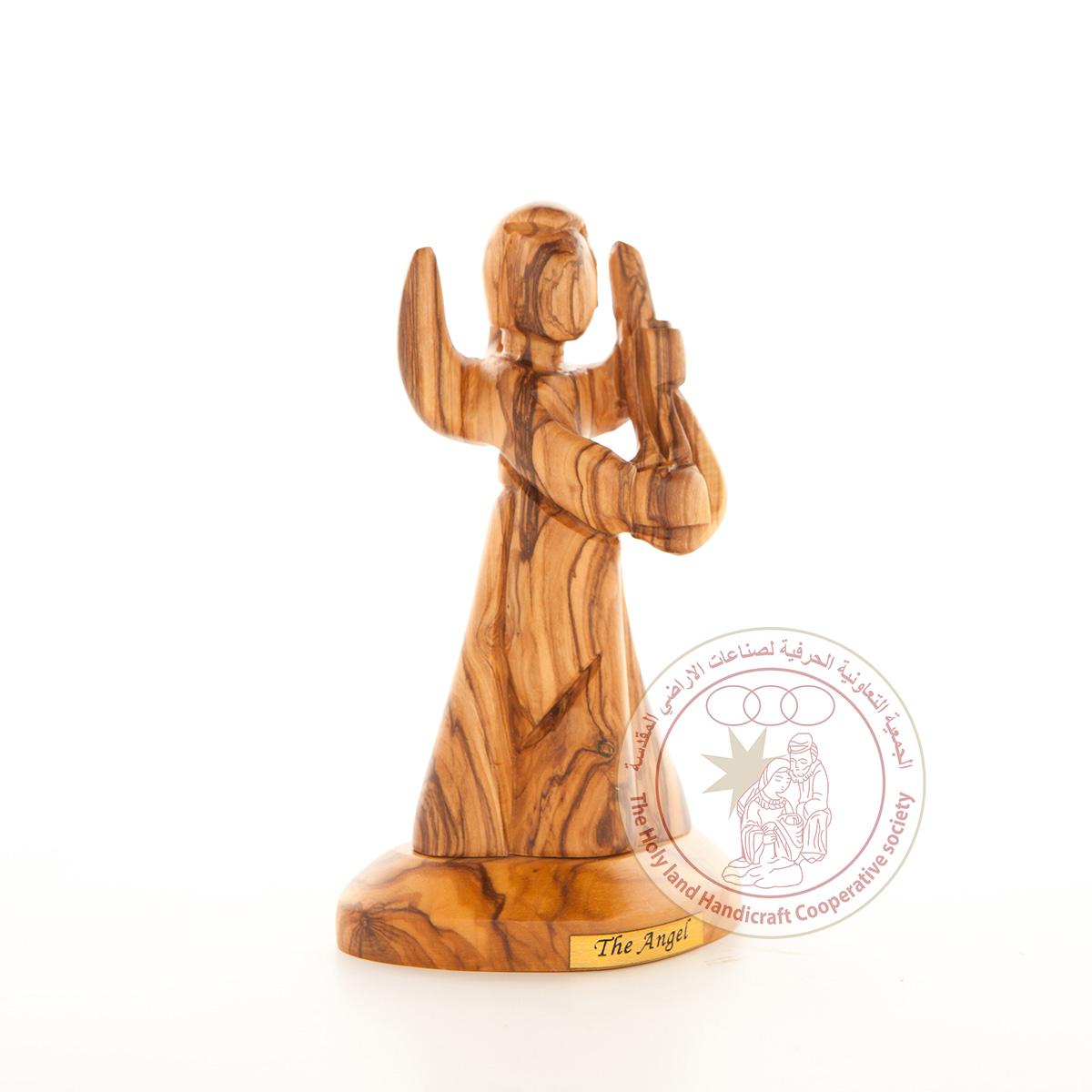 Angel with Cithara - Olive Wood, Smooth Plain Figurine