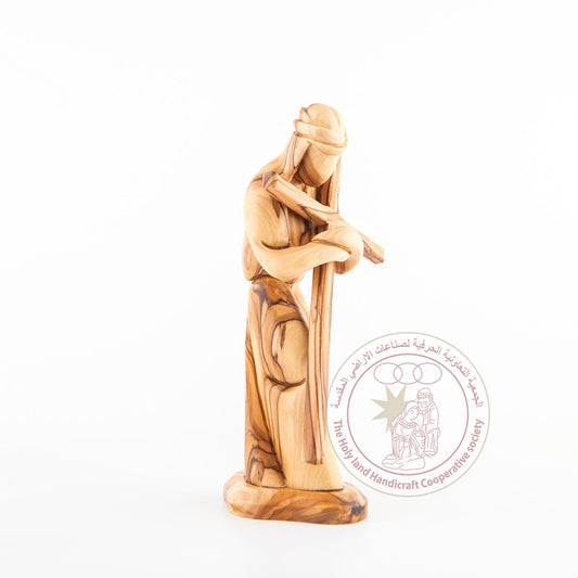 Christ Carries His Cross - Smooth Plain Olive Wood Figurine