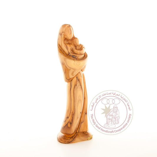 The Virgin Mary with Jesus - Smooth Plain Olive Wood Figurine