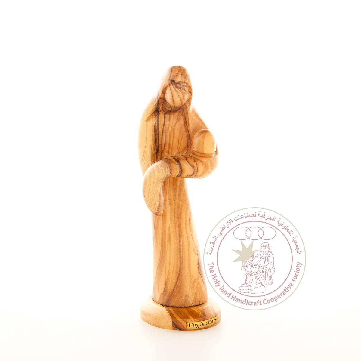 The Virgin Mary with Jesus - Smooth Plain Olive Wood Figurine