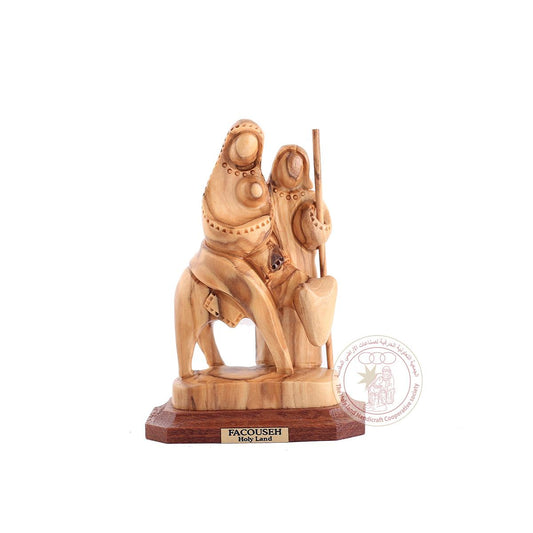 The Holy Family and the Flight into Egypt - Smooth Plain Olive Wood Figurine