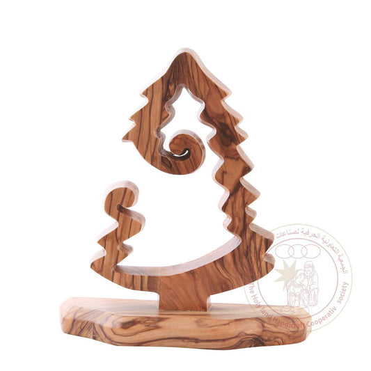 Christmas Tree - Olive Wood, Laser-Cut Display Piece