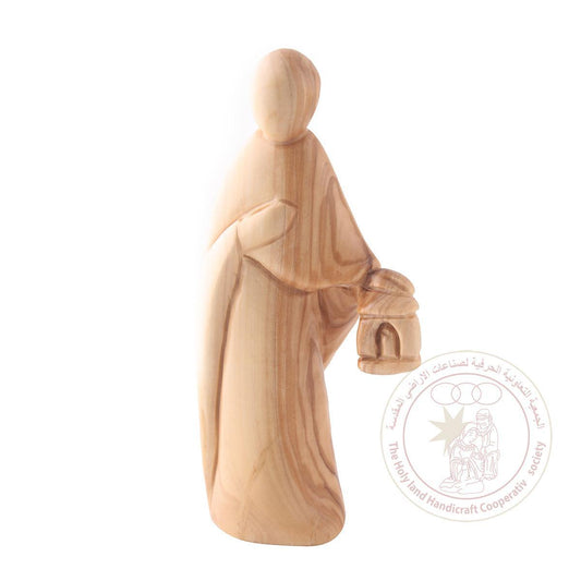 Cloaked figure with Lanten - Olive Wood Figurine, Smooth Plain Features